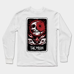 The Moon Blood Red Skeleton Skull Tarot Card Long Sleeve T-Shirt